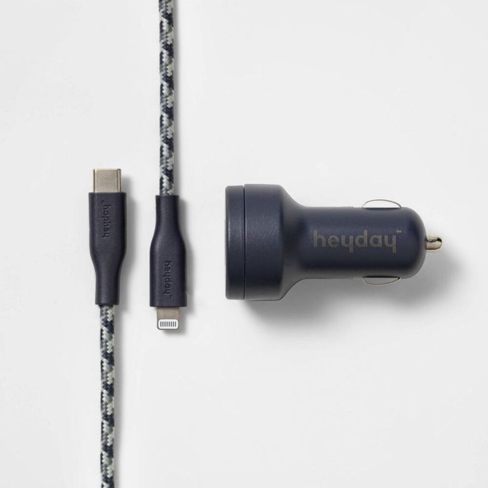 Open Box - Heyday - 6' USB-C Power Delivery Car Charging Kit - heyday  Blue